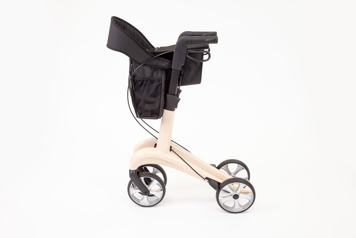 Folded black carbon rollator