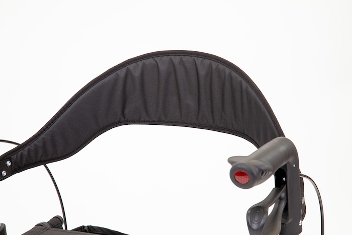 Rollator walker wide backrest