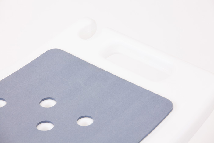 Shower stool with curved seat and EVA cushion