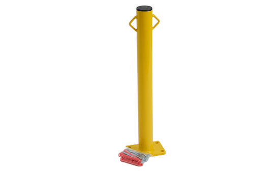 Fixed Security Bollard With Chain Hooks