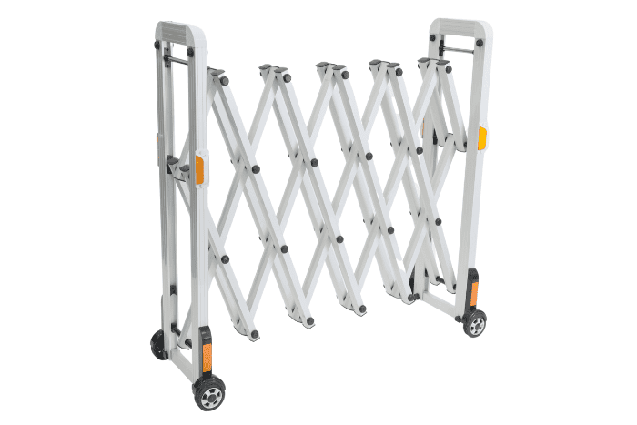 Mobile extendable safety barrier on wheels 