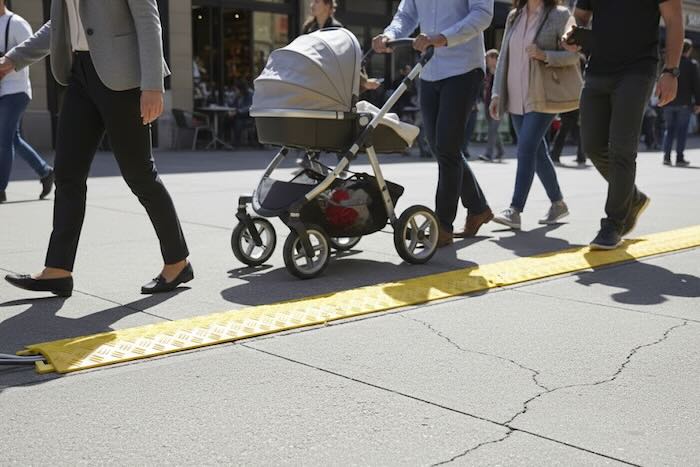 Plastic cable cover on pavement
