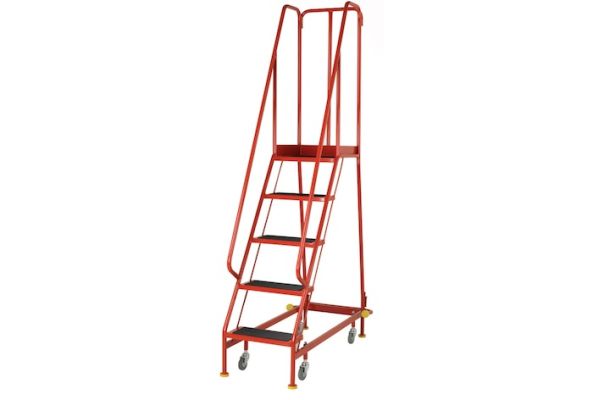 Narrow ladder with handrails and wheels 
