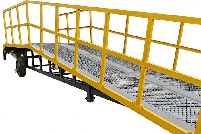 Yard ramp with handrails 