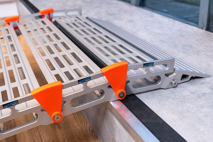 rollable ramp resting on step 