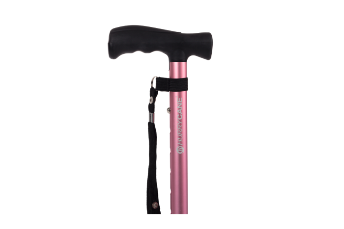 Adjustable walking stick with strap