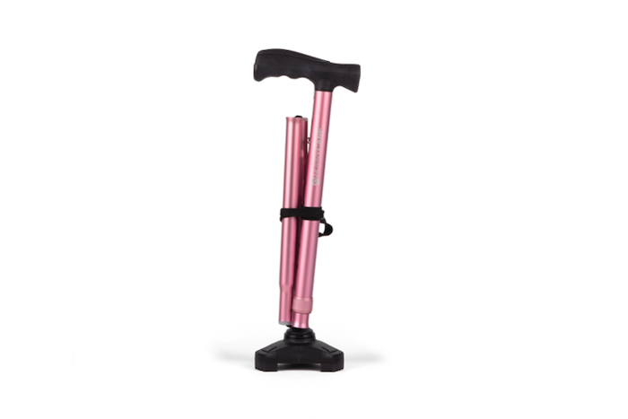 pink foldable walking stick