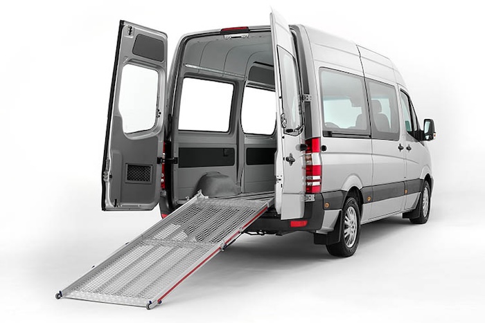 Fixed van ramp installed in vehicle