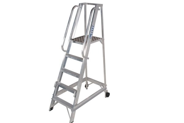 Aluminium Warehouse Ladder on Wheels