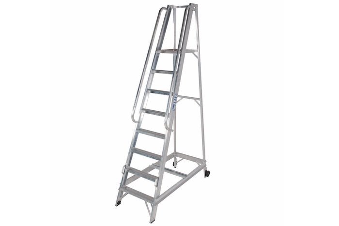 Aluminium ladder with handrails 