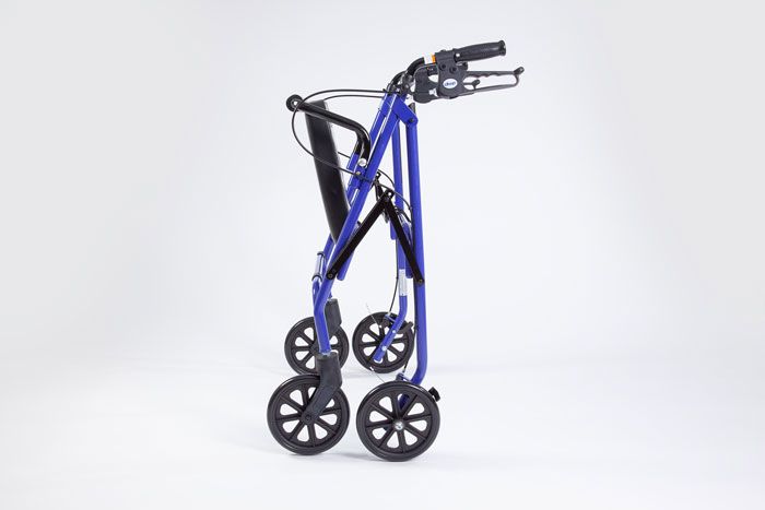Folded blue rollator