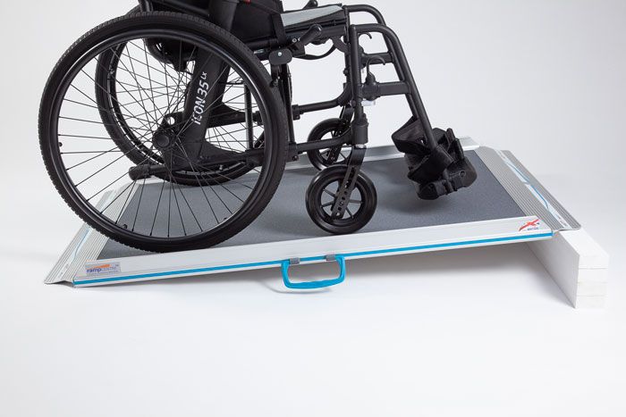 Aerolight-Classic Non-Folding Wheelchair Ramp Self-propelled wheelchair going up Aerolight-Classic Non-Folding Wheelchair Ramp