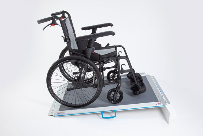 Aerolight-Classic Non-Folding Wheelchair Ramp Self-propelled wheelchair on Aerolight-Classic Non-Folding Wheelchair Ramp