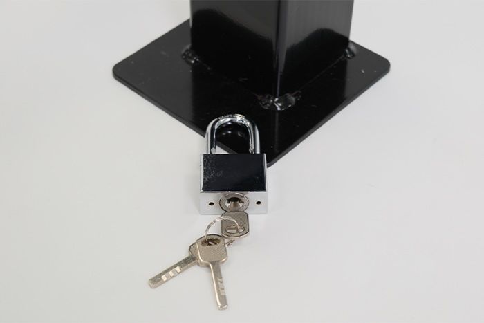 Removable bollard with padlock and keys 