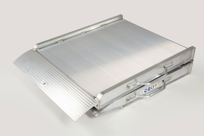 folding van ramp with carry handles